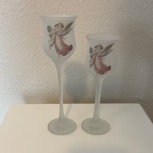 Frosted Angel Candle Holders